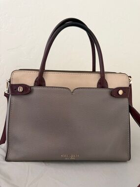 kate spade Taupe, Cream & Burgundy Leather Satchel